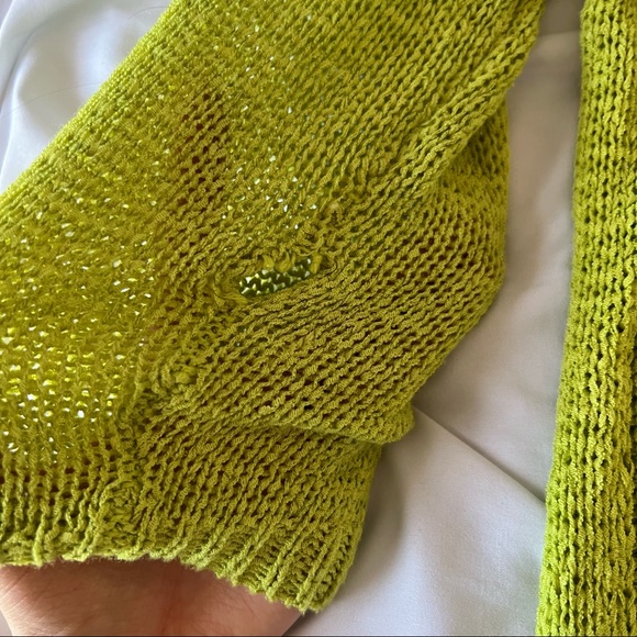 {SOLD} Neon Green Crochet Sweater - Picture 5 of 6